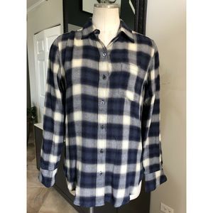 Theory Women’s P Blue Plaid Button Front Top